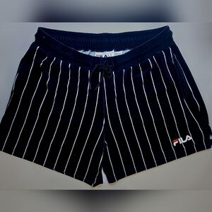 Fila x Urban Outfitters Maryana Velour Shorts Women’s XL Navy Pinstripe Logo